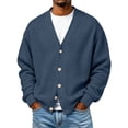 thumbnail image 4 of LYSMORA Men's Waffle Knit Cardigan V Neck Button Front Long Sleeve Knitted Sweater, 4 of 6