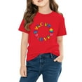 thumbnail image 4 of Red Love Rainbow T-Shirt for Girls, 100% Cotton Kids Short Sleeve Graphic Tee with Heart Design, Casual Wear,Size 5 T, 4 of 9