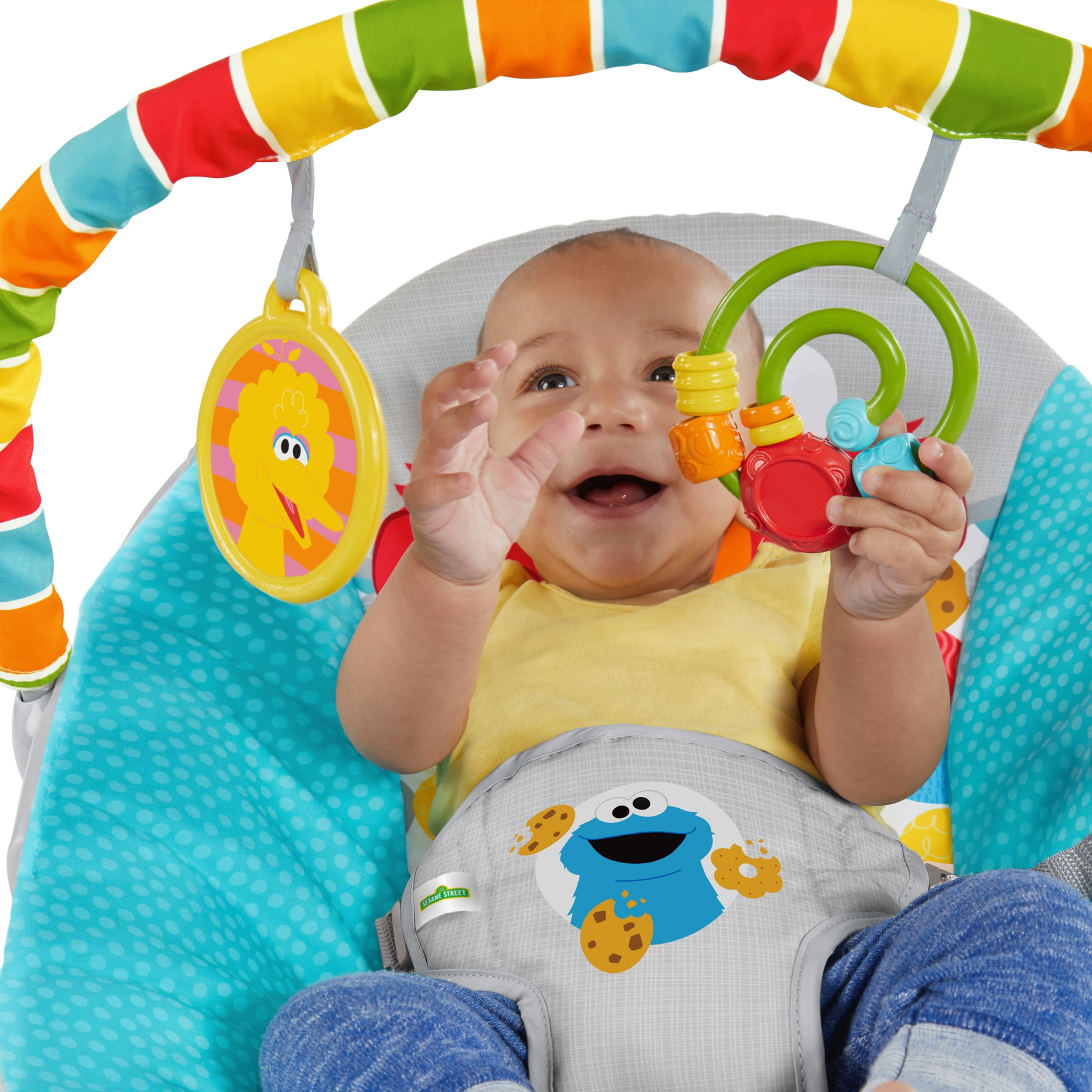 Bright Starts Sesame Street I Spot Elmo! Vibrating Baby Bouncer, Ages 0 - 6 months