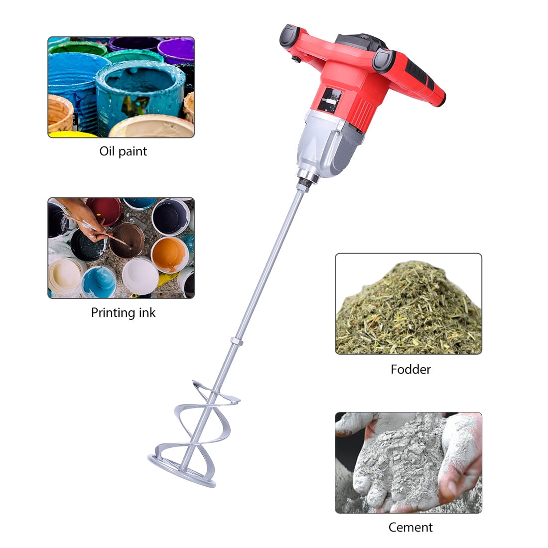 2100W Drywall Mortar Mixer Cement Render Paint Tile Concrete Plaster Rotary Q 