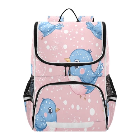 YAZAOO School Backpack Travel Bag Bookbags Bookbags Whimsical Winter Blues Pattern