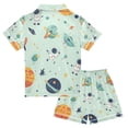thumbnail image 2 of FORMRS Kids Short Sleeve Top and Pants Pajama Set Unisex Satin 2-Piece Sleepwear, Sizes 11-12Y, Space Patterns, 2 of 8