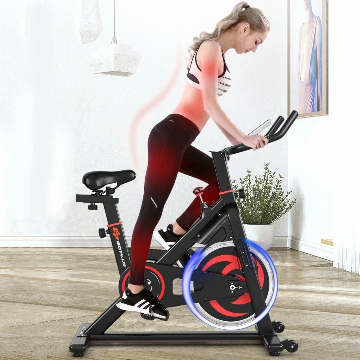 goplus stationary exercise magnetic cycling bike 30lbs flywheel home gym cardio workout
