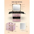 thumbnail image 2 of Makeup Box with Drawer and A Detachable Lighted Mirror, Waterproof Travel Train Case, Cosmetic Organizer and Makeup Suitcase with Adjustable Dividers, Magnetic LED Mirror (Sparkling Pink), 2 of 13