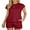 08-Wine Red, variant on Outfit Sets for Women 2 Piece Sets Casual Short Sleeve Pullover Tops and Elastic Waist Knitted Shorts Wine Red M
