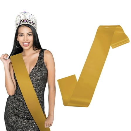 Uxcell 1-Pack Blank Satin Sash, 3.8"/95mm Party Accessory Sashes for Wedding/Birthday/Party Decorations/DIY /Graduation [Gold]