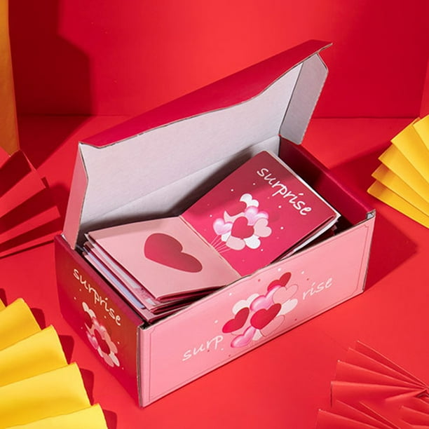 Caja Sorpresa Para Regalos De Boda 20x13x13 Cm, Con Confeti, Roja