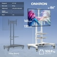 thumbnail image 5 of ONKRON Mobile TV Stand for 50"-86" Screens up to 200 lbs, Adjustable Modern Rolling, max VESA 800x500, 5 of 10