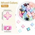 thumbnail image 2 of 60Pcs UV Plated Acrylic Beads Iridescent Cross Mixed Color 15x15x8mm Hole: 4mm, 2 of 5