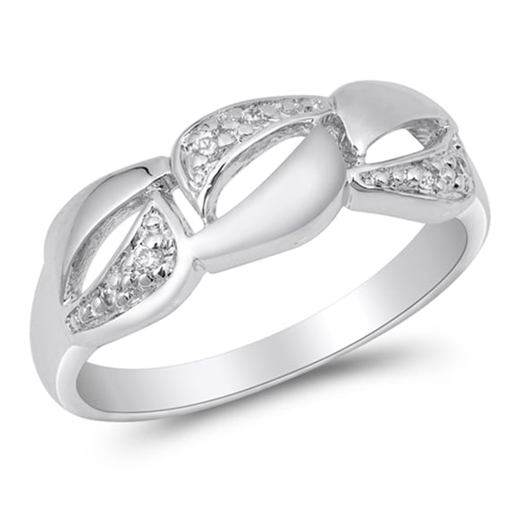 Clear Cubic Zirconia Infinity Link Chain Ring .925 Sterling Silver Band White Jewelry Female Size 6