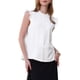 thumbnail image 4 of CAMISA SIN MANGAS PARA MUJER INSPIRADA CHIC, CON BOTONES, VOLANTES Y CUELLO REDONDO, BLUSA DE OFICINA 2XL BLANCA, 4 of 5