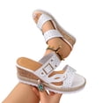 thumbnail image 4 of Samdudou Wedge Sandals for Women Perforated Two Strap Cork Espadrille Open Toe Buckle Summer Casual Beach Vacation Ladies Dressy Jute Wrapped Footwear, 4 of 9