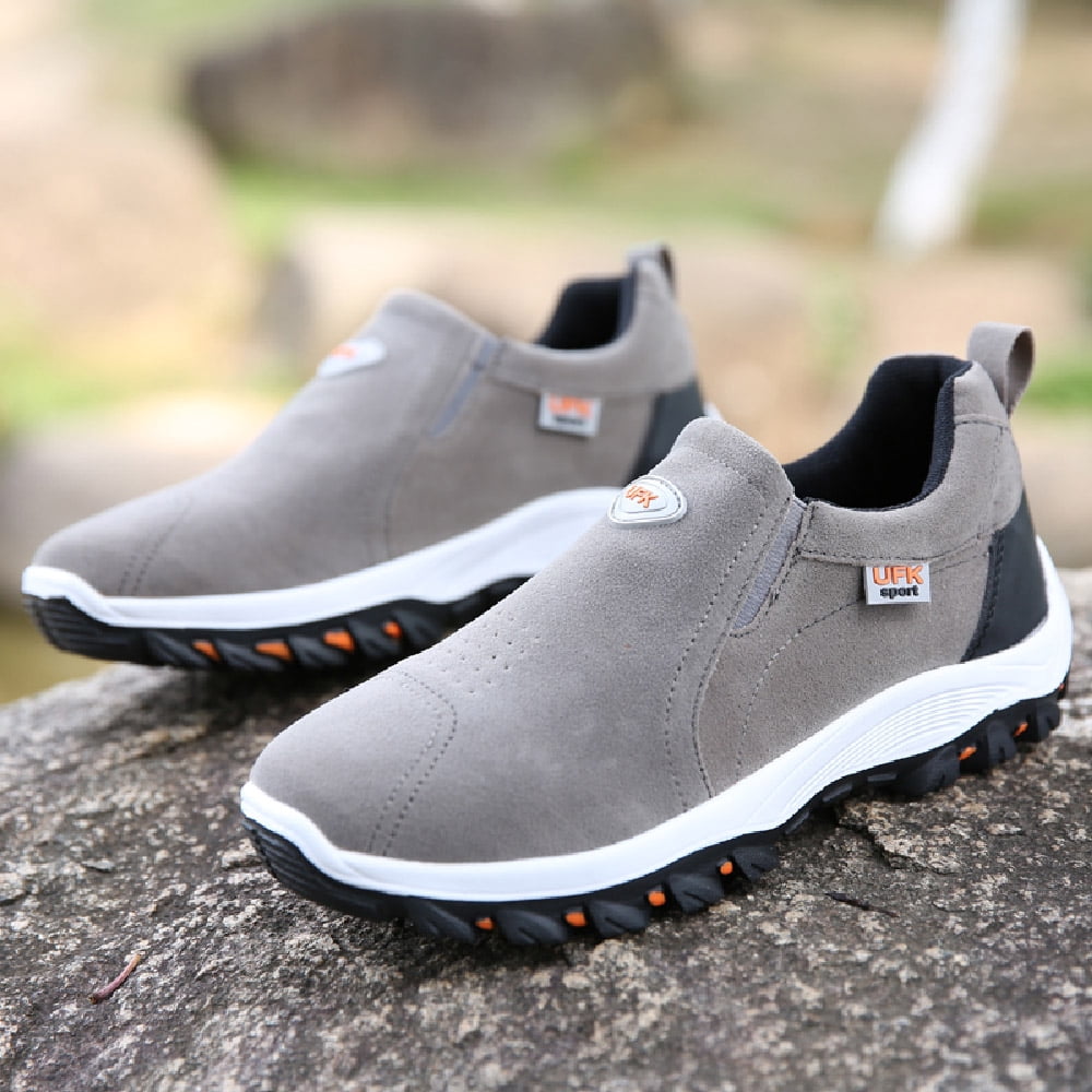 Mens Hiking Mountaineering Shoes Outdoor Breathable Trekking Sneakers Lightweight Comfortable Non-slip Casual Shoes Gray 7.5 US