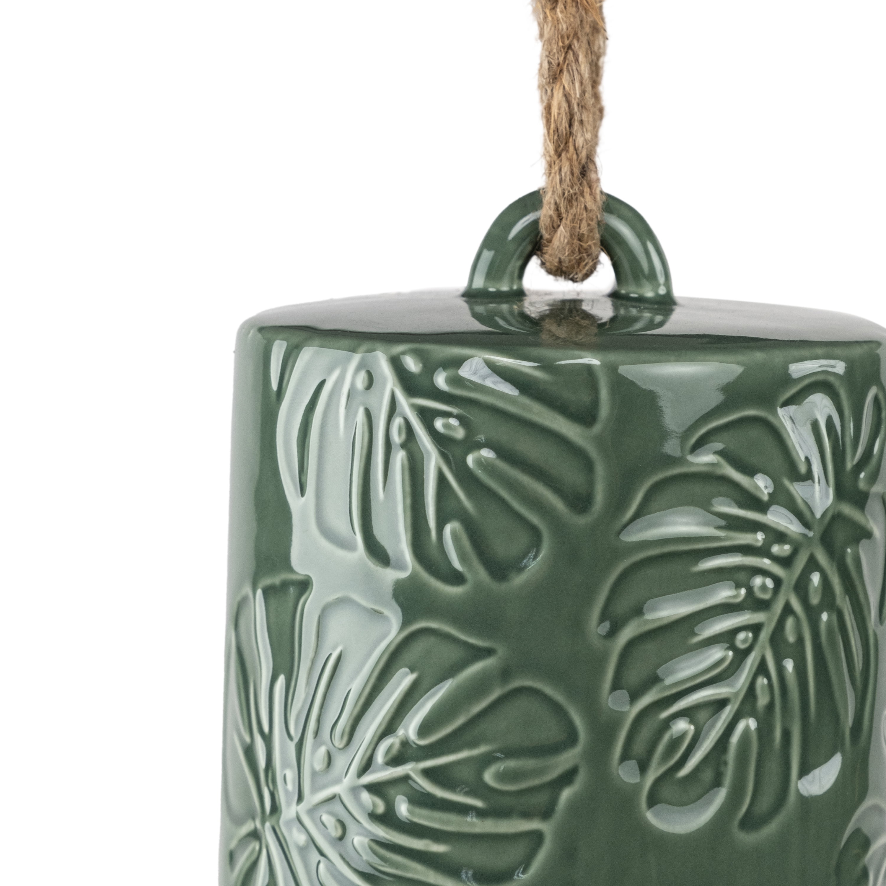 Mainstays Outdoor 18"H Monstera Green Ceramic Bell Wind Chime, 1.72 lb weight