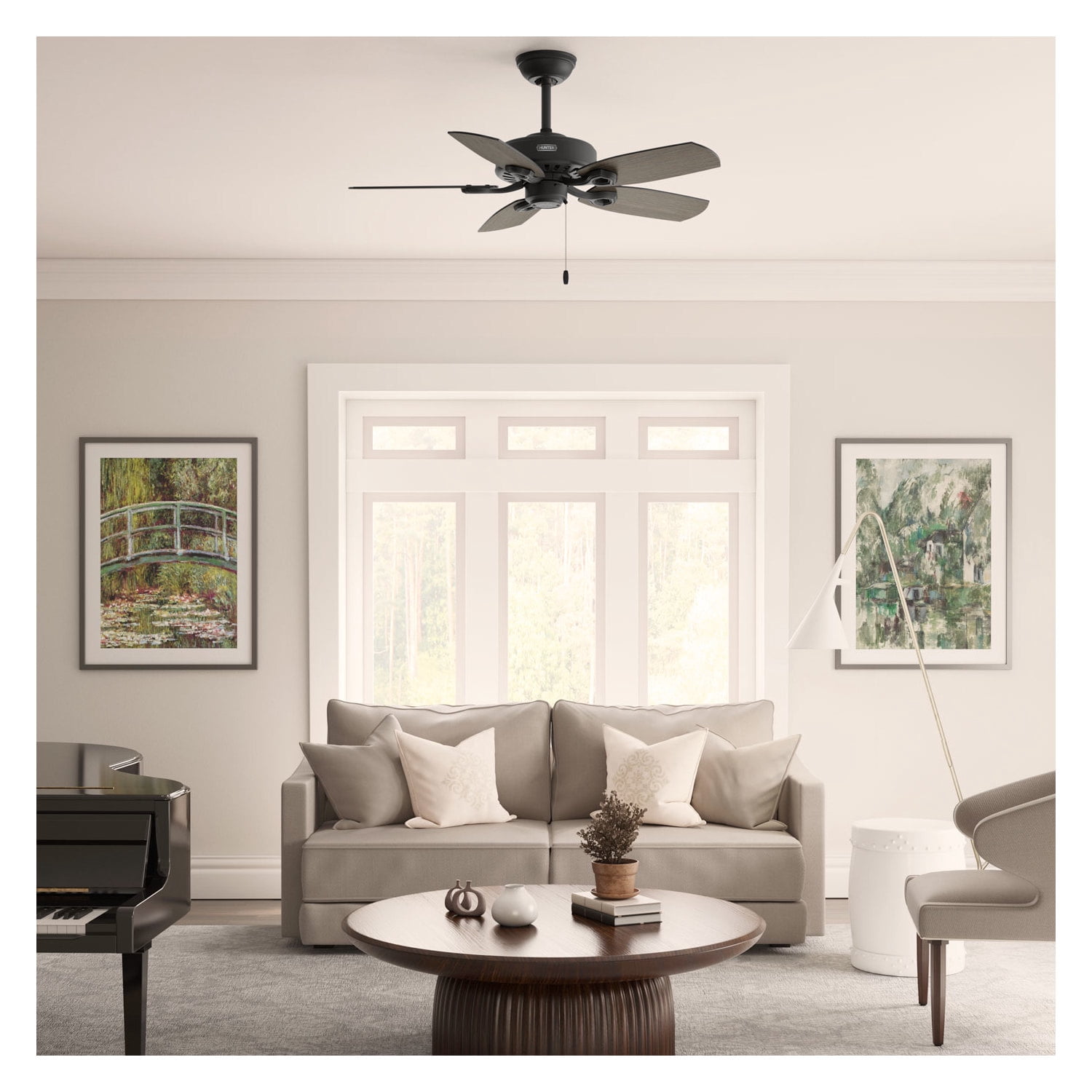 Hunter 42 inch Builder Elite Matte Black Ceiling Fan and Pull Chain