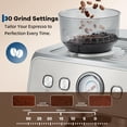 thumbnail image 6 of Stainless Steel Coffee Machine w/Built-in Grinder – 20 Bar. 2.8l Removable Tank. Milk Frother Steam Wand for Latte & Cappuccino. Adjustable Shot Volume. Silver, 6 of 7