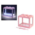 thumbnail image 1 of Mini Fish Tank LED Light Desktop Aquarium Tank Clear Ornament Aquarium Office Desktop Decor Pink, 1 of 9