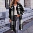 thumbnail image 2 of Annhoo Womens Long Trench Coat Single Breasted Checkered Long Sleeve Lapel Overcoat Fall Winter outerwear Jackets, 2 of 7