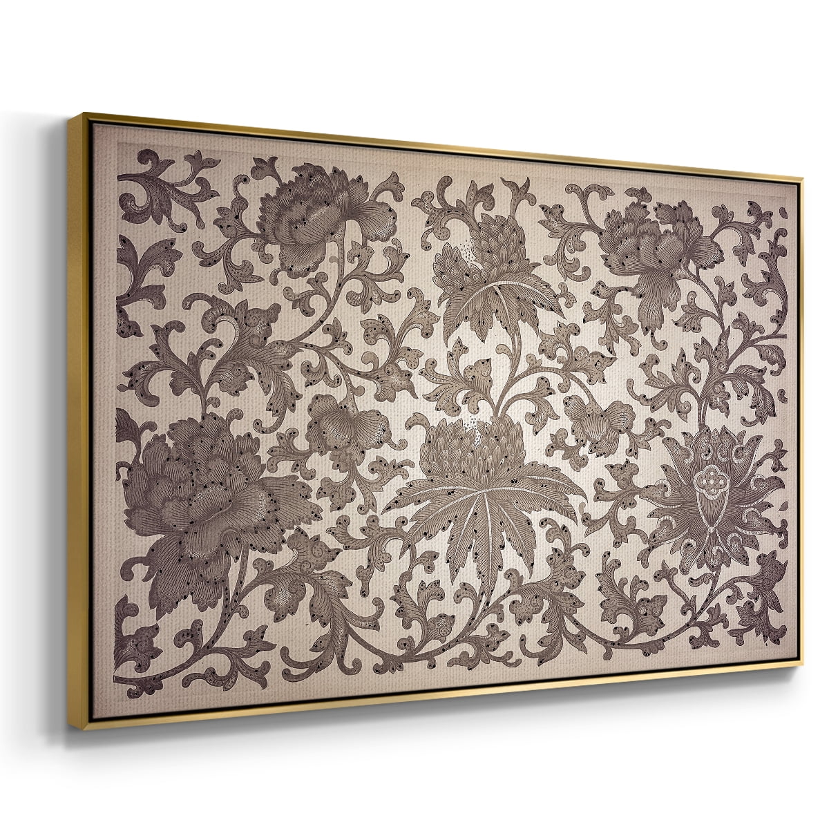 Vintage Abstract Print-XXIII Framed in Gold Wood Gallery Wrapped Canvas 25 in. x 37 in.