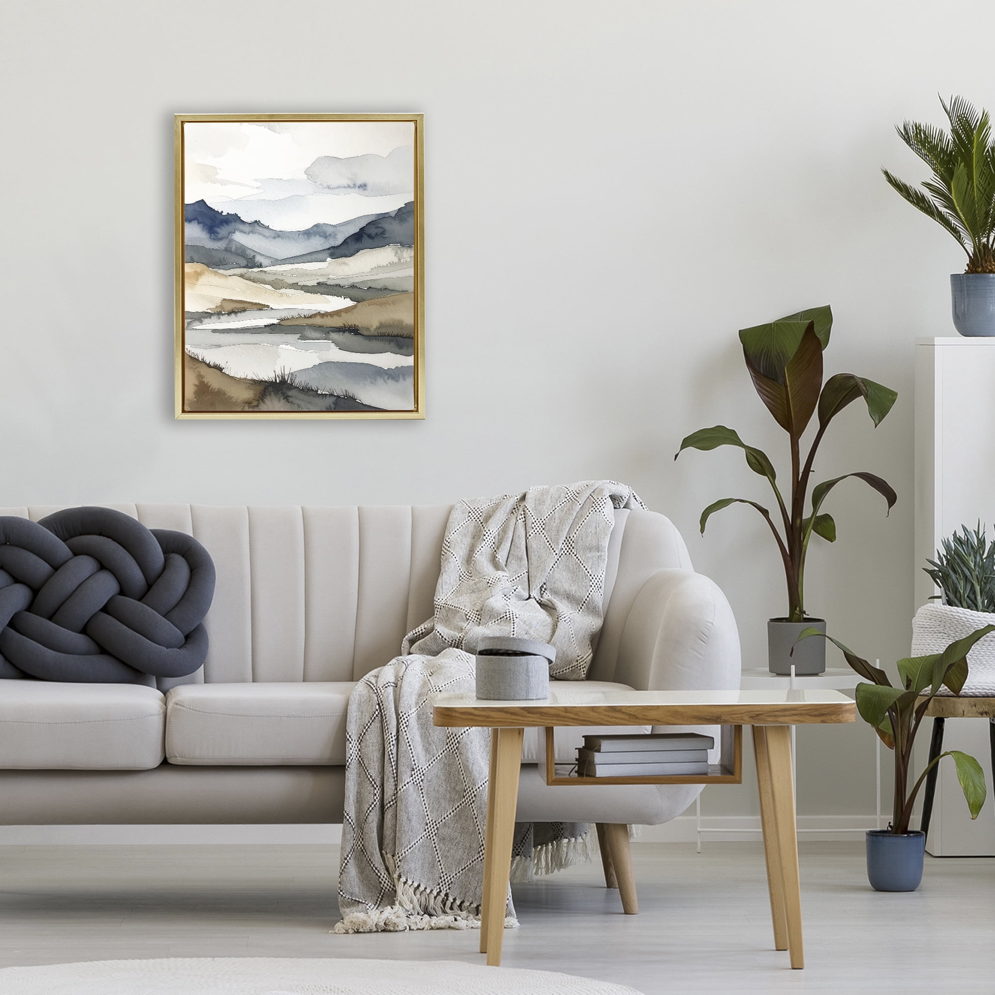 Stupell Industries Flow Of Water River Gold Framed Floater Canvas Wall Art, design by Alonza Saunders