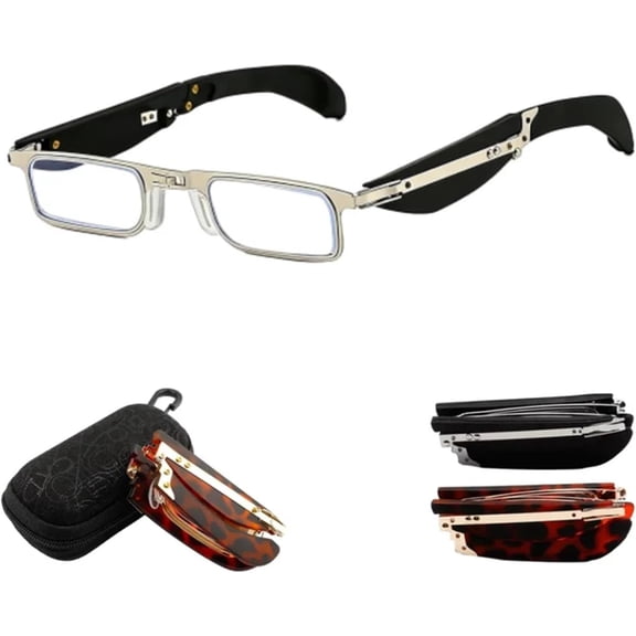 Foldable Anti-Blue Light Reading Glasses with Case, Folding Reading Glasses for Men, Women
