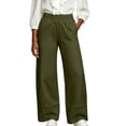 thumbnail image 3 of Liuinsasek Women's High Waist Straight Wide-Leg Pants Fashionable Versatile Casual Solid Color Elastic-Waist with Pockets Spring Summer Outfits, 3 of 7
