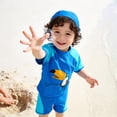 thumbnail image 6 of LRen Toddler Boy Swimsuit Boys Swim Set 2 Piece Short Sleeve Boys Swimming Shirt Trunks Rash Guard Bathing Suits, 6 of 9