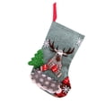 thumbnail image 2 of Christmas Deer with Fence Cloth Stocking Gift Bag – Medium 38cm (15in) Burlap-Style Stocking with Deer & Fence Embroidery – Candy Gift Bag Decor, 2 of 8