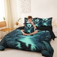 thumbnail image 4 of Homewish Magic Dragon 7pcs Queen Bedding,Moon Print Bedding Comforter Set Queen,Green,Black Reversible, 4 of 8