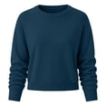 thumbnail image 3 of Women's Cropped Sweater Neck Long Sleeve Knit Pullover Casual Lightweight Soft Sweater Top for Fall Winter, 3 of 3