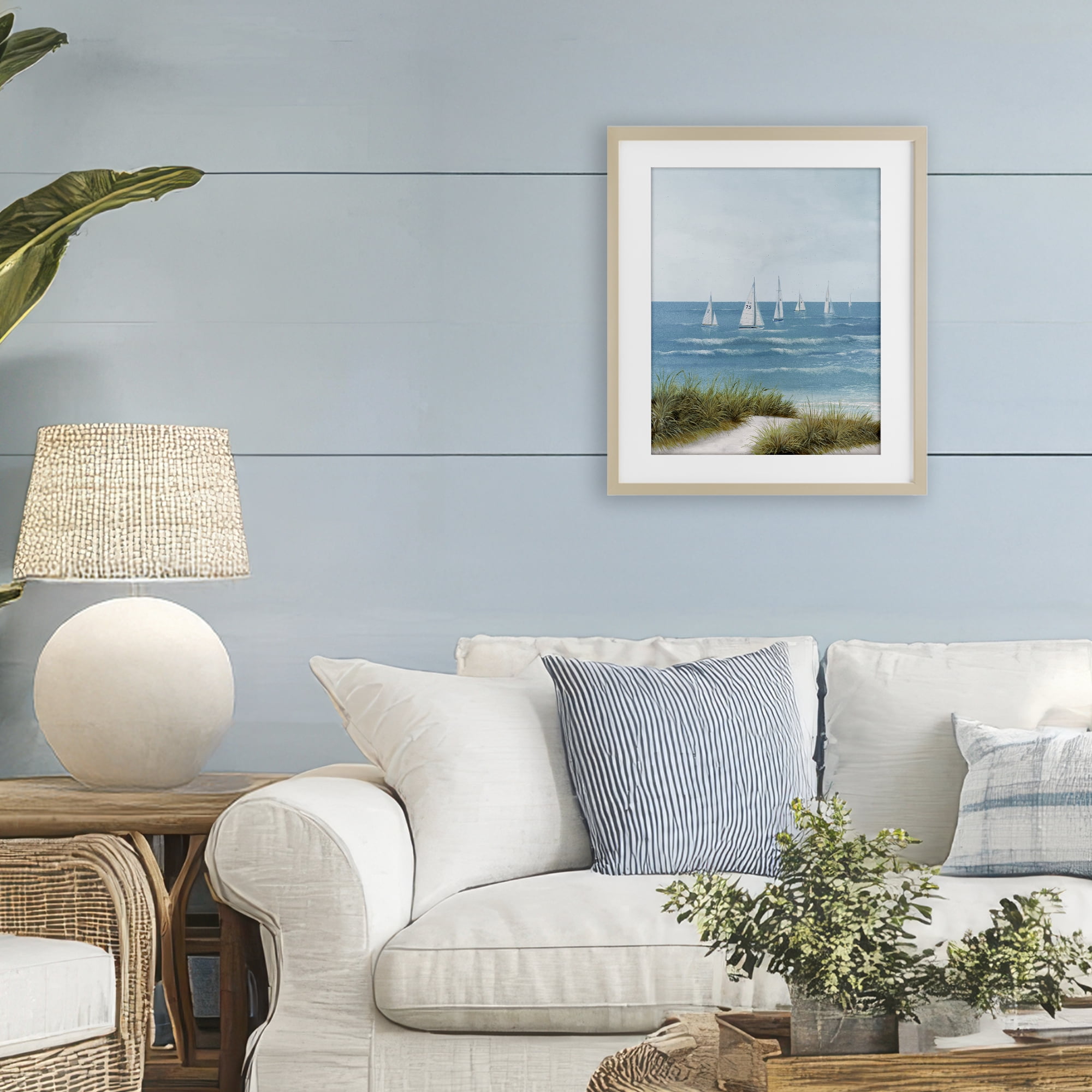 Stupell Industries Sail Away Beach Seascape Birch Framed Print Under Glass, design by Lorenzo Collective