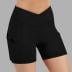 Vivianyn HD Women's Crossover Waist Yoga Shorts with Side Pockets, Stretchy Workout Athletic Shorts,Black,Size S-XXL