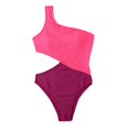 thumbnail image 4 of Gibobby Trajes de Baño para Mujer Traje de baño de bikini con recorte en la cintura y un hombro sexy con volantes en bloques de colores para mujer(J,XL), 4 of 4