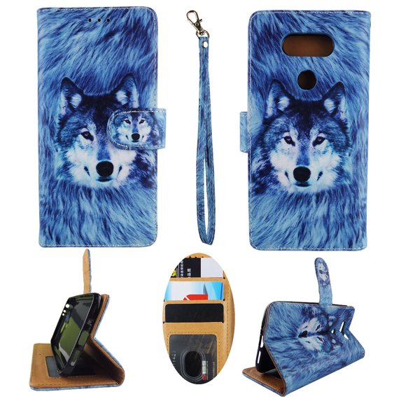 Snow Wolf Wallet Folio Case for LG G5 H820 HS992 H830 VS987 G 5 Fashion Flip PU Leather Cover Card Slots & Stand