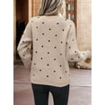 thumbnail image 6 of Women'S Polka Dots Sweaters Long Sleeve Round Neck Knitted Pullover Tops Khaki S, 6 of 7