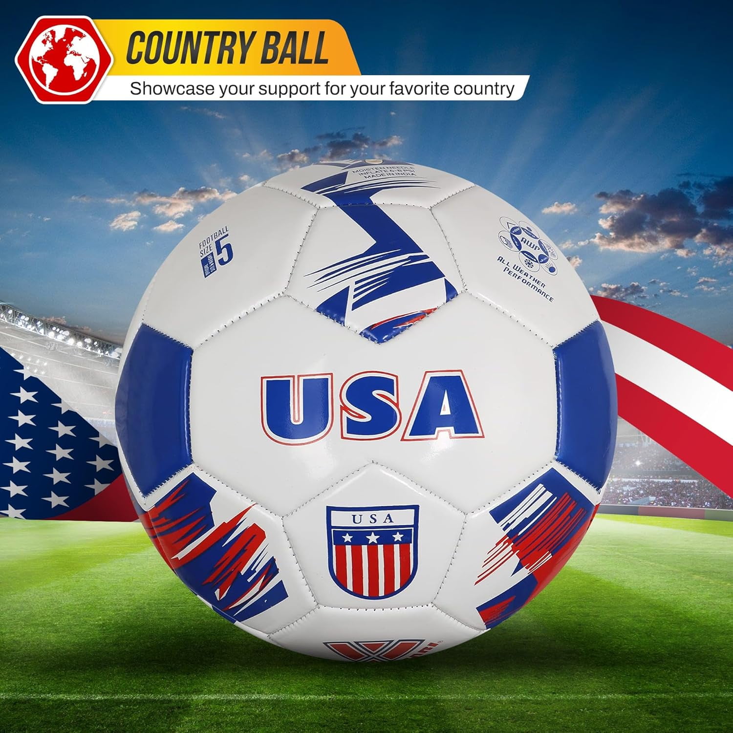 (3 pack) Vizari National Team Soccer Ball | Durable Faux Leather | Sizes 3, 4, & 5 | Ideal for Youth & Adults
