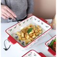 thumbnail image 4 of 1 Piece Ceramic Hand-painted Vegetable Plate Soup Plate Salad Plate Baking Rectangular Double Eared Thousand Layer Baking Pan, 4 of 7