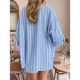 thumbnail image 4 of FNFYFH Button Down Shirts for Women Oversized Boyfriend Collared Striped Shirt Casual Long Sleeve Business Work Blouse Tops, 4 of 6