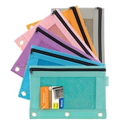 BAZIC 3 Ring Pencil Pouch, Mesh Window, Pastel Color, 6-Pack