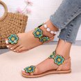 thumbnail image 5 of Summer Plus-size Ethnic Style Flower Clip-toe Beach Flat Sandals Sandals for Women Blue 38, 5 of 8