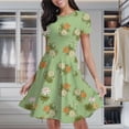 thumbnail image 2 of Floral Green Background Design Women's Classic Swing Skater Dress Casual Work Party Cocktail Dresses, 2 of 6