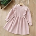 thumbnail image 2 of Baby Girl Dresses Kids Long Sleeve Patchwork Solid Sweater Princess Outfits Dress for Girl Size 18-24 Months, 2 of 7