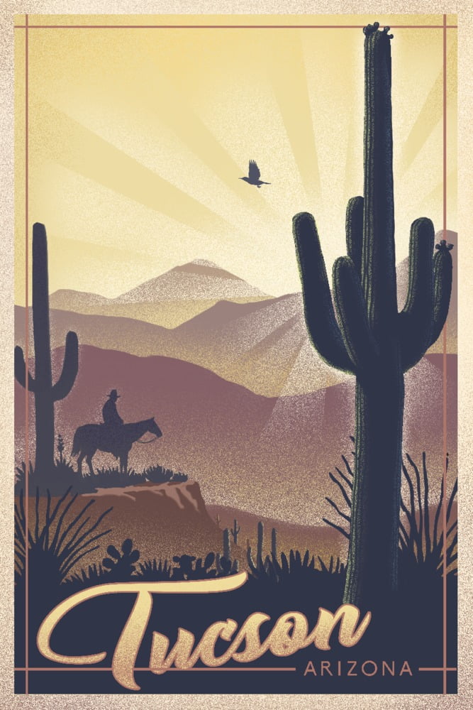 Tucson, Arizona, Lithograph (36x54 Giclee Gallery Art Print, Vivid