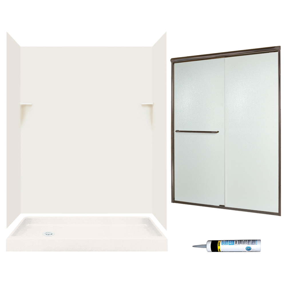 Swan SSP326L018M58570BR 5Piece Alcove Shower Kit, 32in L x 59in W x