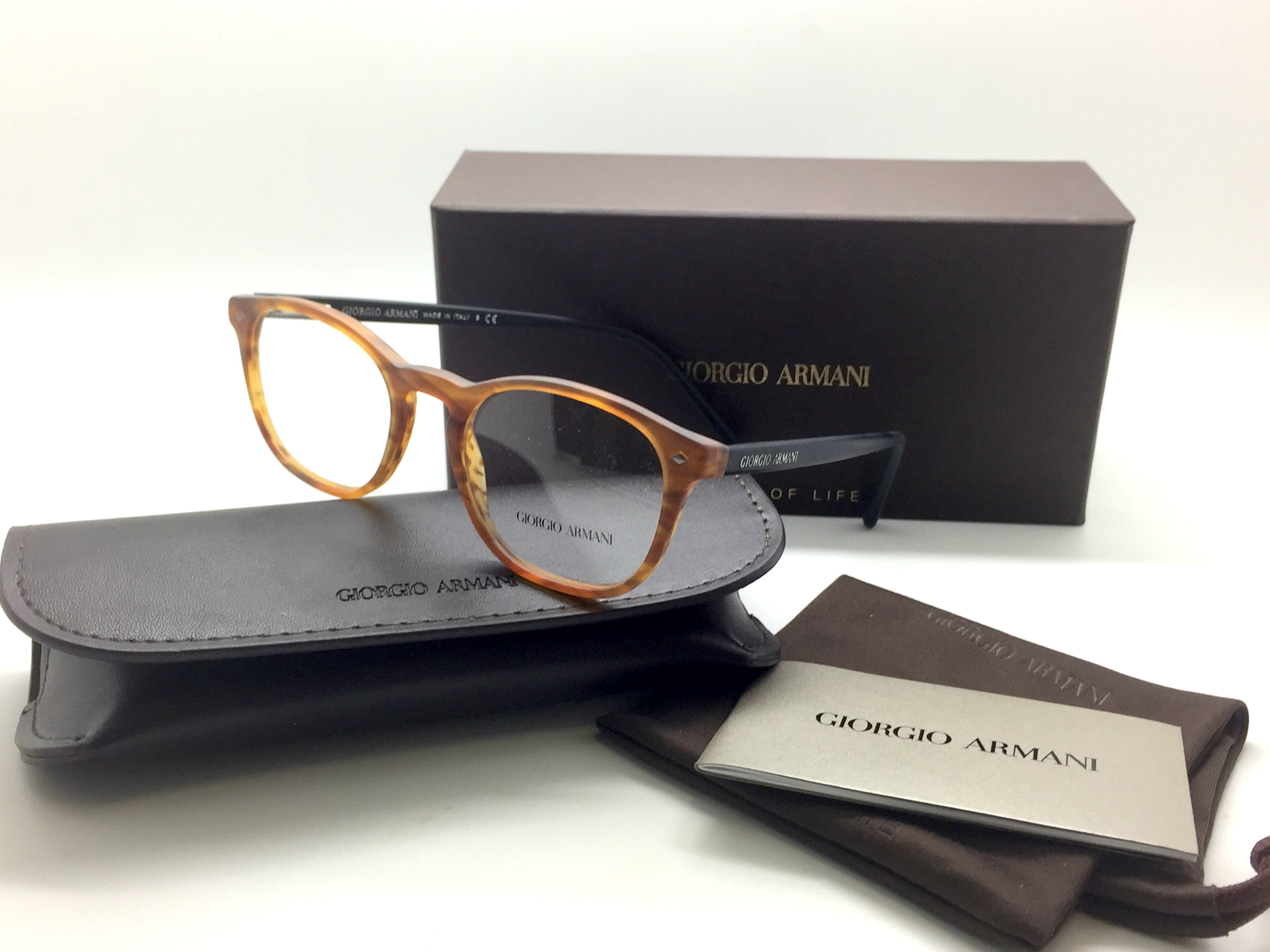 Giorgio Armani Men Amber Brown New Eyeglasses AR 7074 5562 50 Plastic ...