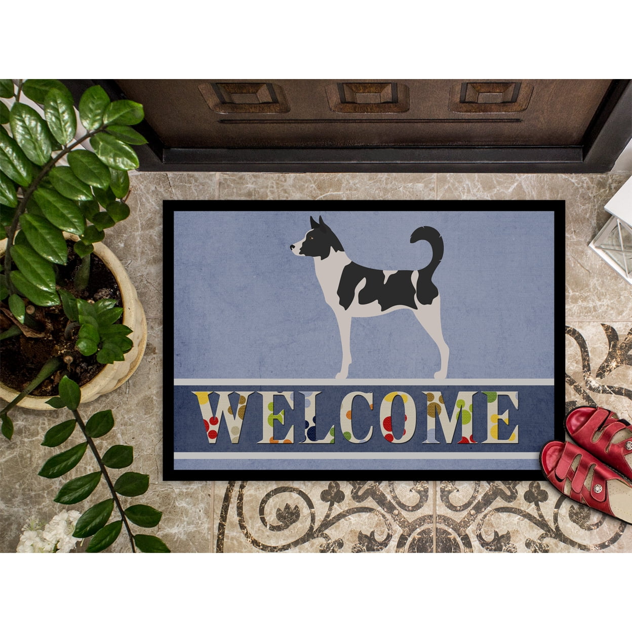 Carolines Treasures BB8329JMAT Canaan Dog Welcome Door Mat Indoor Rug or Outdoor Welcome Mat 24x36 Doormat  36"L x 24"W