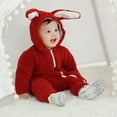 thumbnail image 4 of URMAGIC Newborn Baby Girl Boy Faux Sherpa Winter Rabbit Ear Hooded Romper Jumpsuit, 4 of 7
