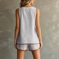 thumbnail image 4 of Bibifish Women Two Piece Sets V Neck Sleeveless Tops Elastic Waist Pocket Shorts Casual Summer Beach Vacation Matching Outfits, 4 of 6