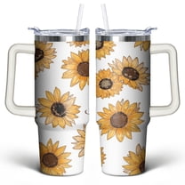 Sunflower Yellow 30 Oz Tumbler with Handle Lid and Straw, Stainless Steel Double Walled Vacuum Insulated Cup, Cute Anniversary Wedding Birthday Gifts Tumbler for Women Men Friends Outdoor Indoor