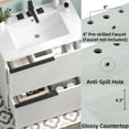 thumbnail image 5 of Euroco 30" Bathroom Vanity with Ceramic Sink and Full-Extension Drawers, Soft Close Undermount Drawer Slides, Fluted Design, White, 5 of 9